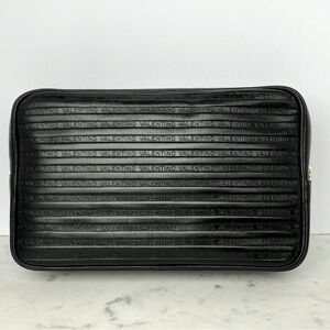 Mario Valentino Black Leather Travel Clutch Toiletry Pouch Bag